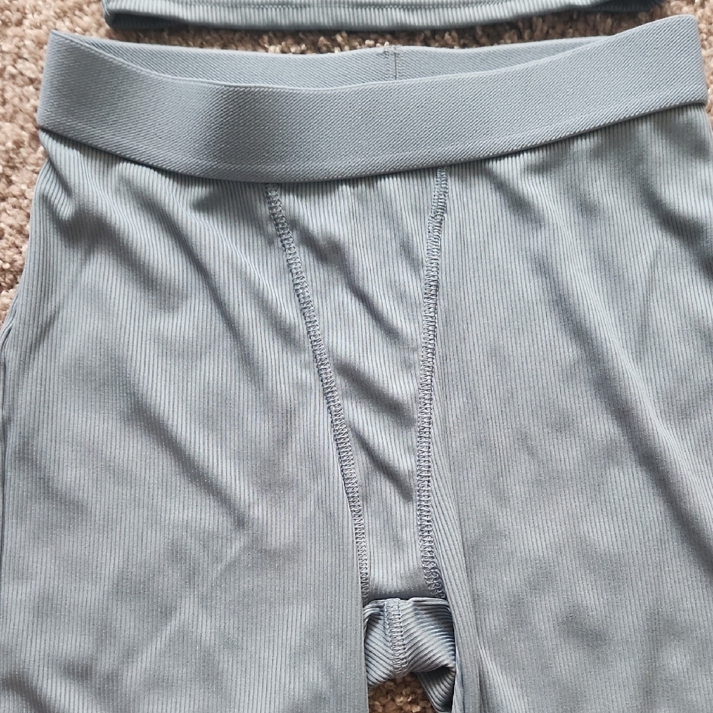Light Blue Ribbed Pajama Set - Picture 2 of 6